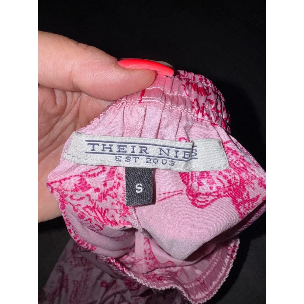 Their Nibs Pink Leopard Moon‎ Satin Pajama Set Long Sleeve Button Down Small